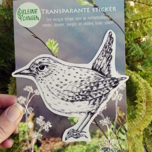 Transparante sticker winterkoninkje